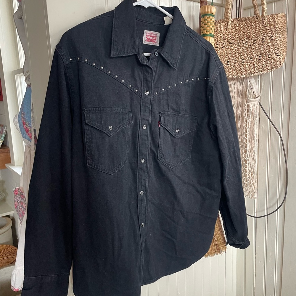 Levi’s Black Denim Western Shirt with Studs